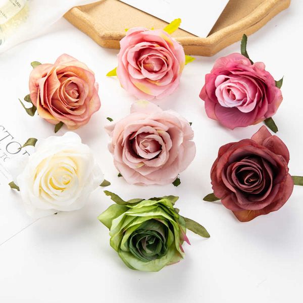 Flores secas 100 peças artificial atacado casamento jardim rosa para decoração de casa acessórios festa guirlanda de natal