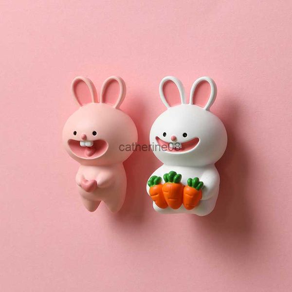 Nuovo design Cartoon Pink White Rabbit Frigo Magnets 3D Cute Anime Animal Magnete da frigorifero Ornamenti Photo Wall Home Decor L230621