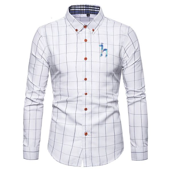 Camisas sociais masculinas Hazzys Dog Camisas bordadas clássicas de ajuste padrão Blusas de botões de negócios Camisas de lapela manga longa de alta qualidade 230620