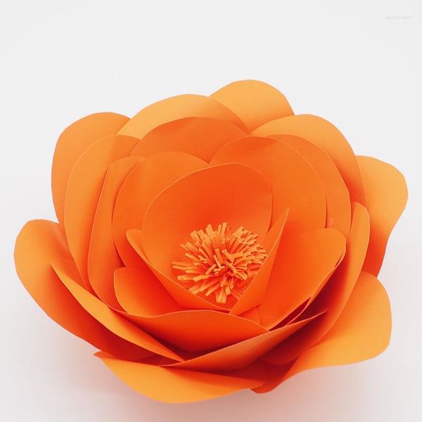 Fiori decorativi 1 pezzo 30 cm arancione cartoncino di alta qualità fiore di carta gigante personalizzato per fondali di nozze display per finestre