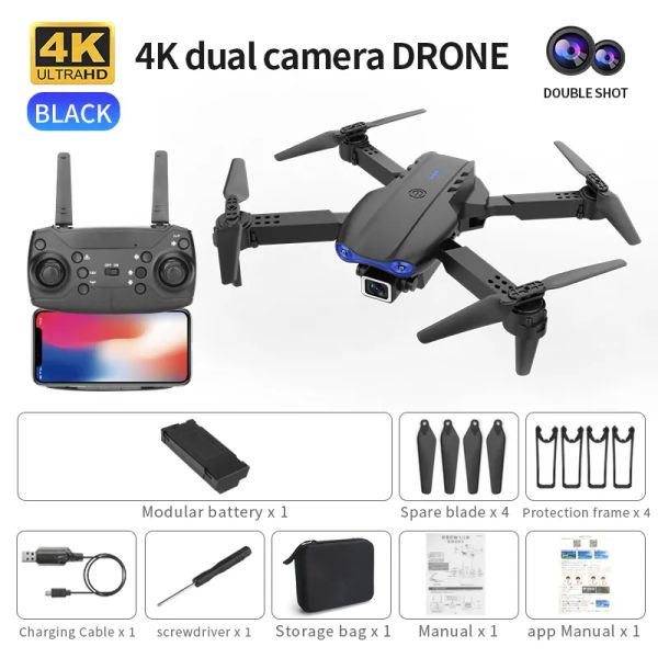 K3 E99 Mini Drone 4k HD Grandangolare Doppia Fotocamera WIFI Fpv Mantenimento della Pressione dell'Aria Pieghevole Quadcopter RC Pocket Selfie Brushless Elicottero giocattoli