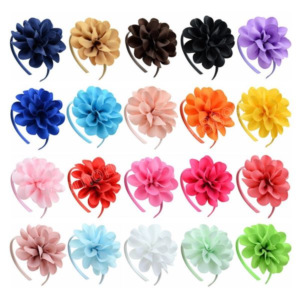 11,5 CM Bebê Meninas Cor Sólida Flor Arco de Cabelo Bonito Feito à Mão Dobrado Floral Faixa de Cabelo Elástica Infantil Acessórios Fotográficos