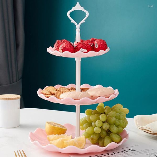 Utensílios de cozinha Suporte de bolo destacável Estilo europeu 3 camadas Pastelaria Cupcake Prato de frutas Servindo Sobremesa Decoração de casa para festa de casamento 2023