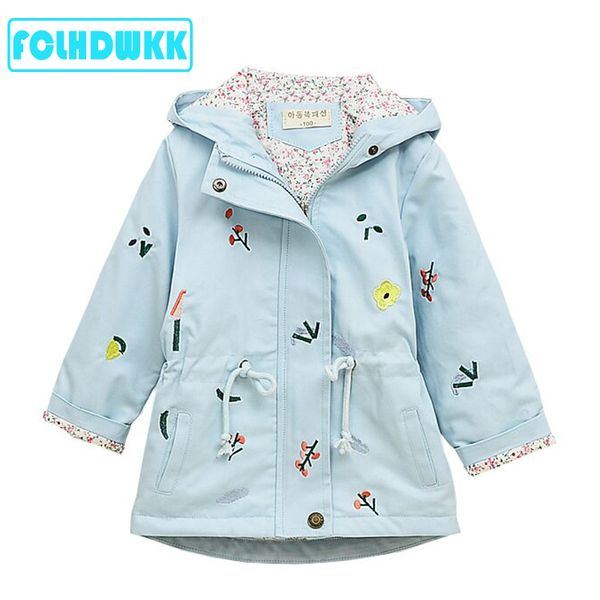 Regen Getriebe Frühling Herbst Mädchen Windjacke Mantel Jacken Baby Kinder Blume Stickerei Mit Kapuze Outwear Für Mäntel Jacke Kleidung 230620