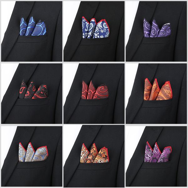 Pocket Square 10pcs/Lot Paisley Print Silk Pocket Square для мужчин Hank Hank шелковые платки Hankies Свадебные аксессуары Оптовые B172 230620