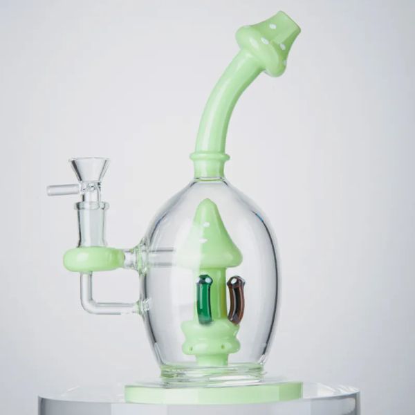 Bong di acqua a fungo unico Bong di vetro inebriante Narghilè Rig Ball Style Soffione Perc Percolatore 5mm Spessore Verde Blu Narghilè Oil Rigs Wax Dab