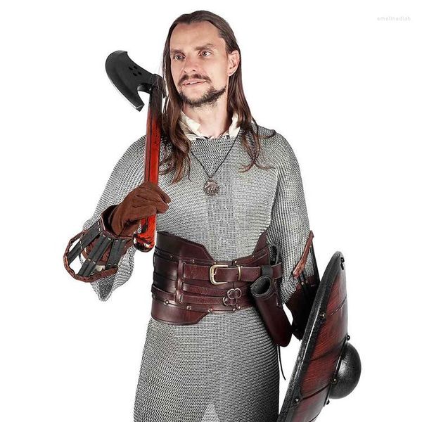 Kemerler Ortaçağ Viking Deri Geniş Kemer Nordic Celtic Savaşçı Şövalye Zırhı Rol Yapma Giyim Giyim Steampunk Larp Aksesuarları