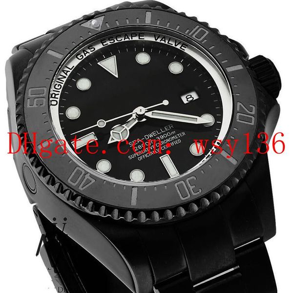 Relógio masculino casual de alta qualidade 44MM Sea-Dweller 116660 cerâmica preta em DLC PVD safira movimento automático relógio de pulso masculino e212s