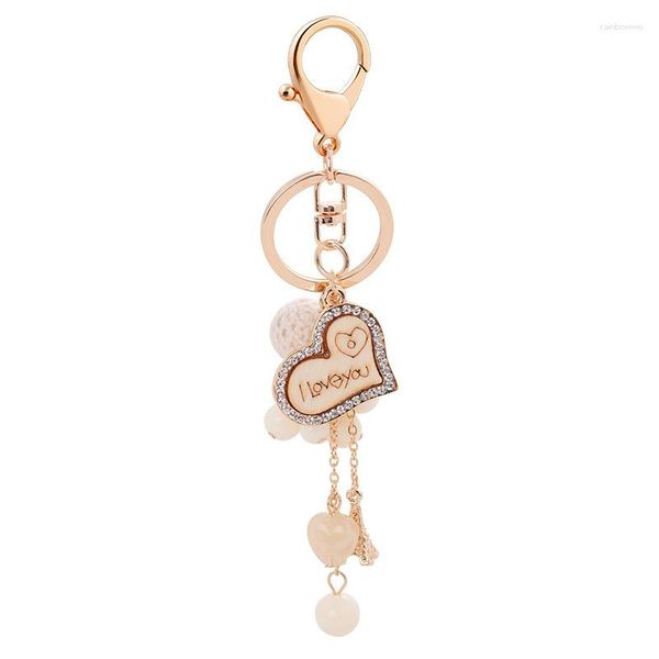 Portachiavi Gioielli di lusso Portachiavi a forma di cuore originale Ciondolo per borsa personale Per donna Arco Portachiavi per auto Decorazione di perle