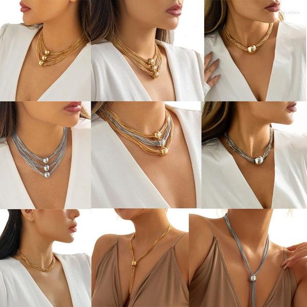 Подвесные ожерелья моды Big Ball Choker Collece Женщины готические многослойные панк -коренастые толстые коробки клавиля Гранж Гранж Ювелирные изделия