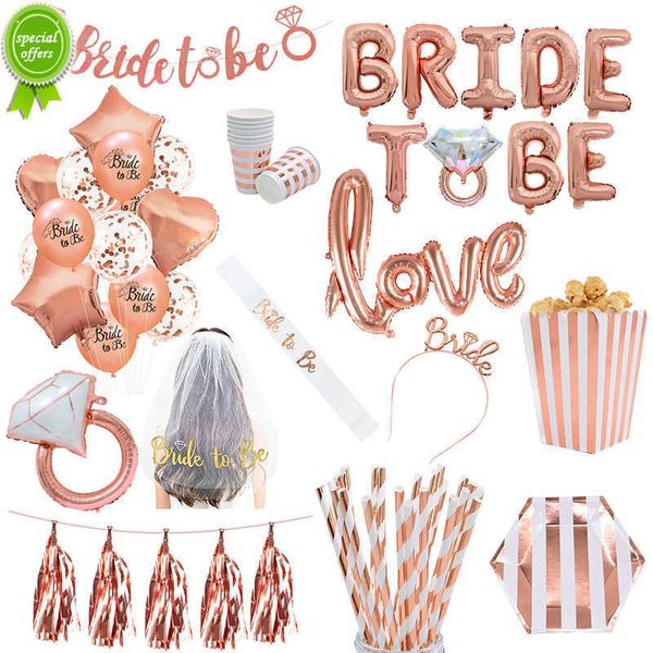 Novo noiva de ouro rosa a ser letra balões de papel bandeira de papel noiva Bride Sash Bachelorette Party Decoração de casamentos suprimentos de chuveiro de noiva