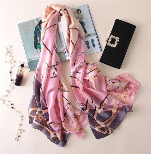 Cachecóis Primavera Verão Estilo Cachecol Feminino Estampado Xale Elegante Silk Resistente ao Sol Chiffon Hijab Cobertor