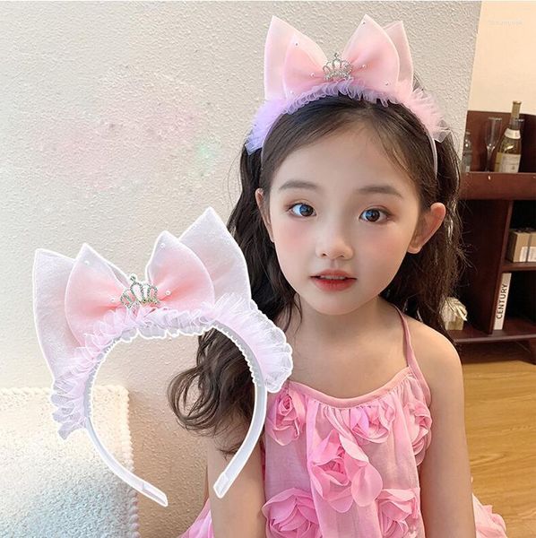 Saç klipleri Kore Moda Çocuk Baş Bandı Yay Mesh Slip Slip Tatlı Sevimli Küçük Kız Süper Peri Prenses Headdress