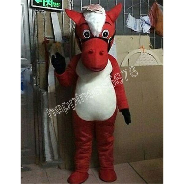 Traje de mascote de cavalo vermelho de tamanho adulto de alta qualidade tema de personalização vestido extravagante Ad Apparel Festival Dress