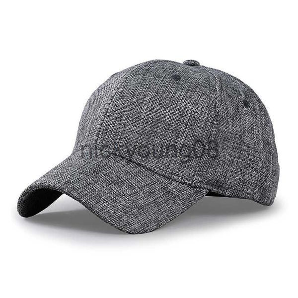 Ballkappen Sommer Papa Faux Leinen Sonnenkappe Männlich Cool Sport Hut Großer Kopf Mann Baseballkappen Einstellbar Freizeit Männer Frauen Shade Sport Gorras x0621