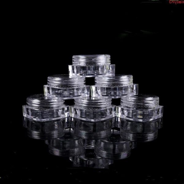 1000 pçs/lote 10G Square Clear Plastic Cream Jar com tampa redonda, 10 cc Cosmetic packaging Containerhigh qualtity Gojht