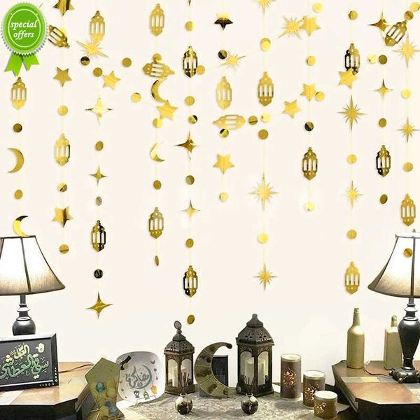 Новое золото мусульманское баннер Banner Moon Star Lamp Ving Garland Ornament Eid Mubarak Home Coremer 2023