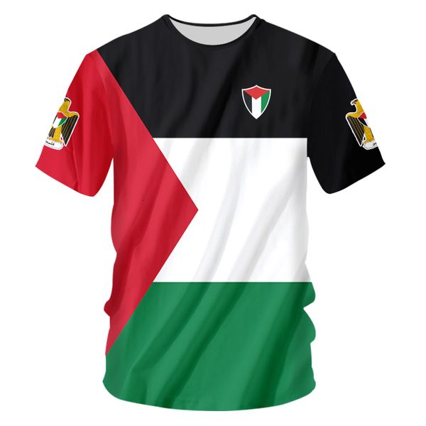 Camisetas Masculinas OGKB Tamanho Asiático 3D Palestine T Shirt FREE PALESTINE Flag Print Poliéster Casual Camisa de Manga Curta Roupas Masculinas Personalizadas Atacado 230620