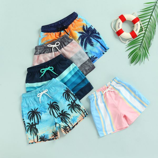 Shorts FOCUSNORM Infantil Meninos Meninos Calções de Praia Casual Verão Moda Estampado Com Cordão Cintura Shorts de Natação 2-6Y 230620