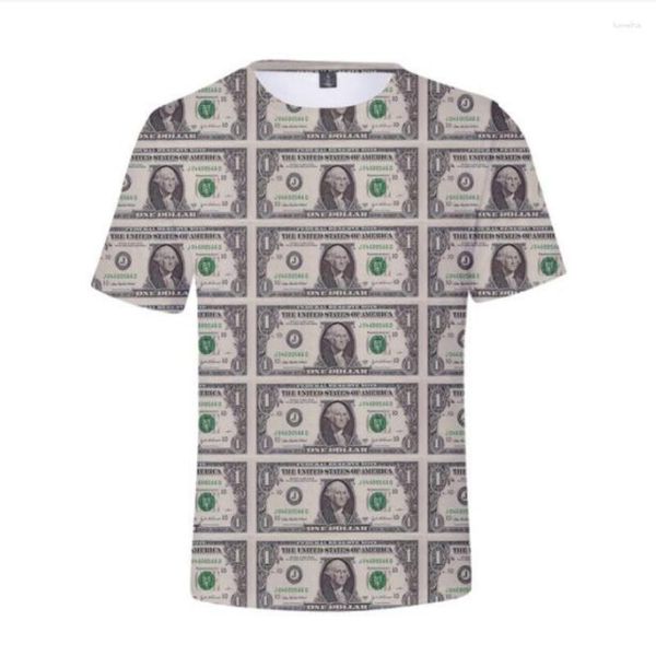 Camisetas masculinas com estampa 3D de dinheiro em dólar americano, mulheres, meninos, meninas, verão, moda, decote em O, manga curta, camisetas engraçadas, streetwear