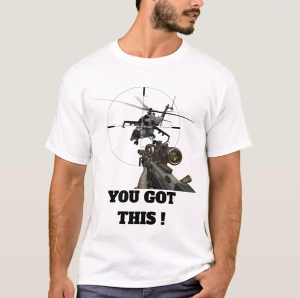 Herren-T-Shirts, Sniper Helicopter – You Got This, Herren-T-Shirt, kurzärmelig, lässig, Baumwolle, O-Ausschnitt, Sommer