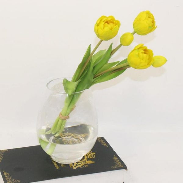 Flores decorativas 1 buquê de flores falsas da moda, resistente a rasgos, sem rega, reutilizável, dobrável, tulipa colorida