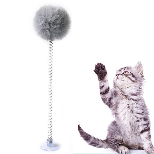 Kunststoff Katzenspielzeug Feder Lustige Katze Pom Pom Ball Frühlingsglocke Haustierprodukte Bodensauger Elastische Katzen Interaktives Spielzeug