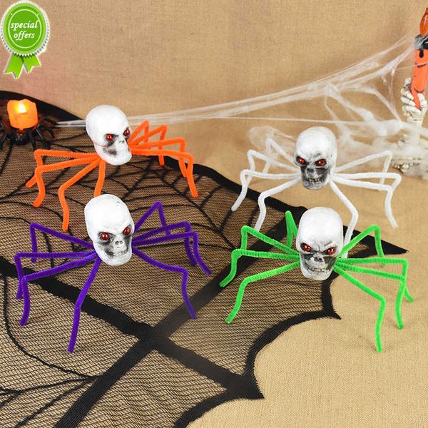 New Black Scary Spider Skull Scheletro Decorazioni per feste di Halloween per la casa Forniture per bar Casa stregata Puntelli horror Giocattolo per bambini