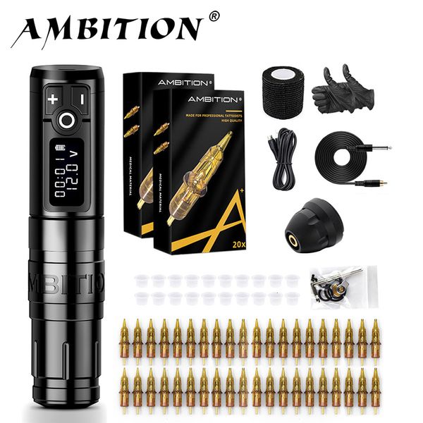 Tätowiermaschine Ambition Storm Wand KIT Drahtloser Drehstift Kernloser Direktantriebsmotor 2400 mAh Lithiumbatterie für Künstler 230620