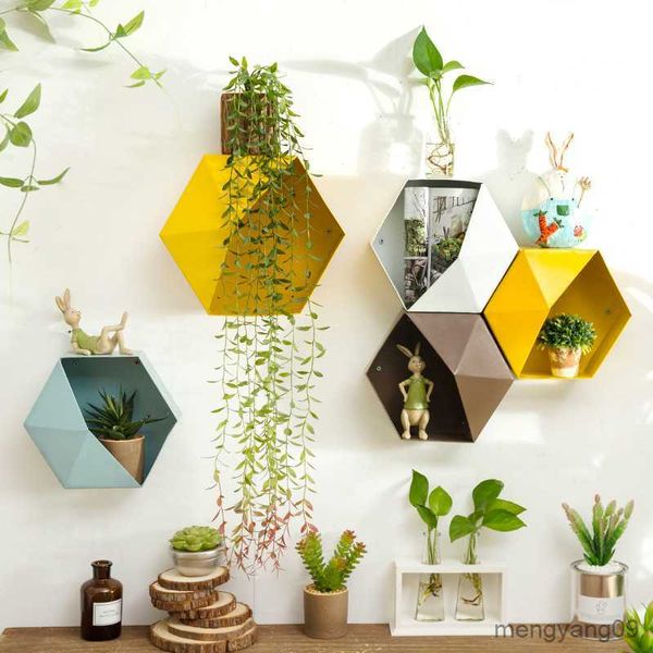 Plantadores Vasos Hexagonais de Parede DIY Decorativos Criativos para Pendurar na Parede Vasos Geométricos Cesta de Jardim para Jardim R230621
