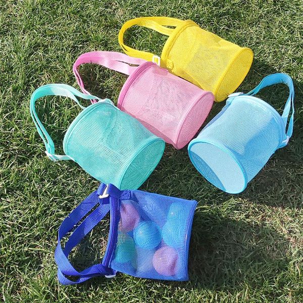 Lagerung Taschen Faltbare Mesh Strand Tasche Outdoor Kinder Spielzeug Kinder Sand Weg Protable Kleidung Spielzeug Organizer Eimer