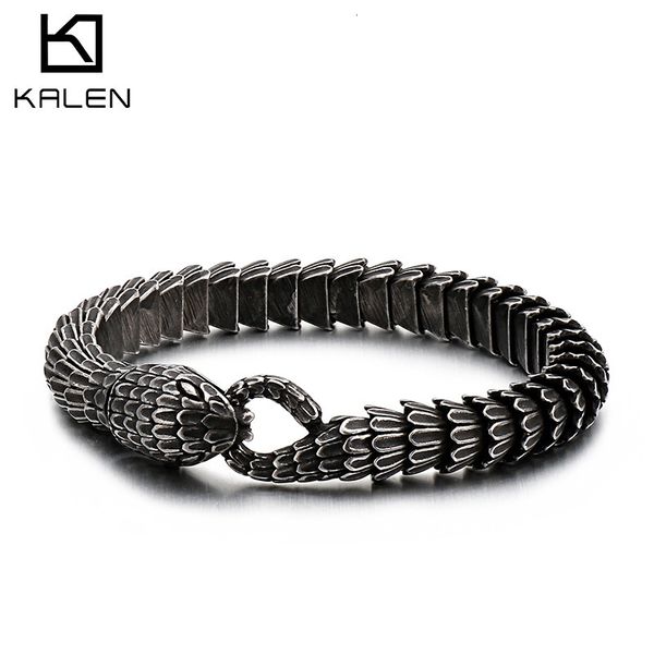 Pulseira Kalen Viper Bracelet Snake Head Charm Bracelets Men Women Steel Jewellry Blessing Punk Animal Bangle 230620