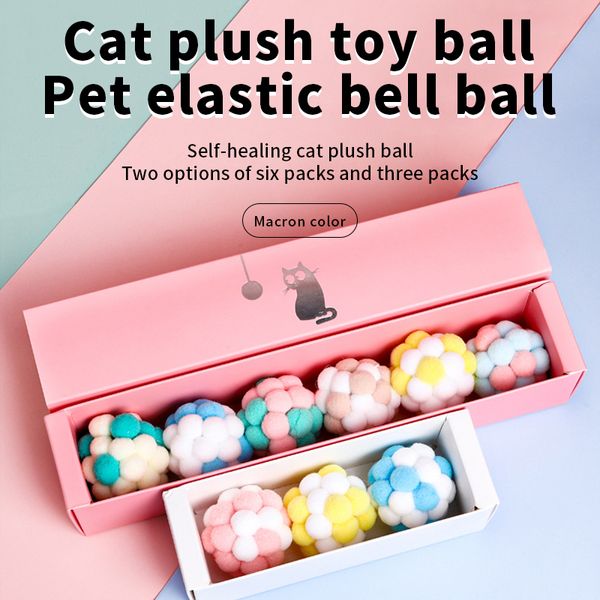 Cat Squeaky Ball Toy Dog Toy Wool Bell Tease Cat Toy Colorful Interactive Toy Gift Box contenente articoli per animali domestici Accessori per gatti