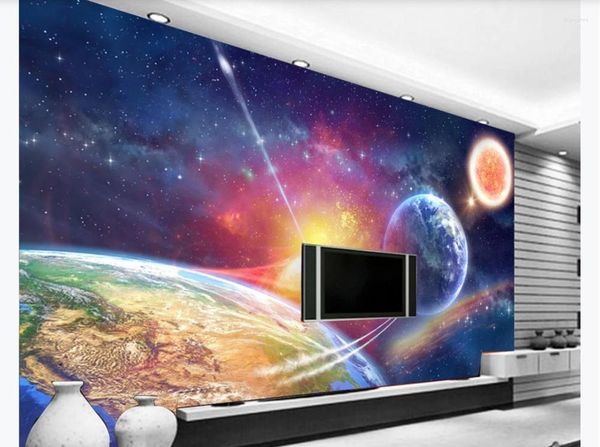 Papéis de parede papel de parede mural personalizado grande universo 3D estrelado sala de estar quarto TV fundo papéis de parede decoração hom