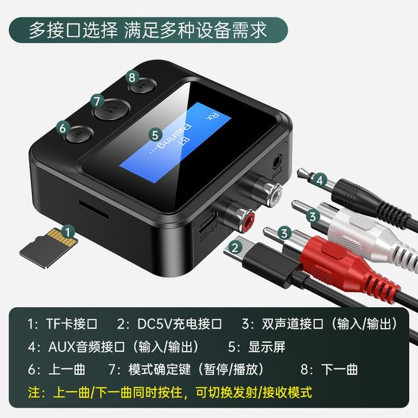 Neuer Bluetooth-Empfänger-Sender, Computer-TV-Set-Top-Box, Bluetooth-Adapter, TF-Kartenwiedergabe, 3D-Bass