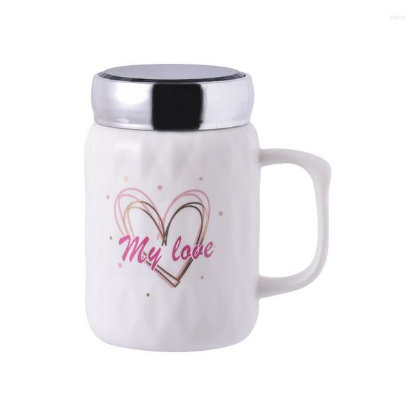 Кружки HF Индивидуальная логотип Ceramic Cup Creative Mirror Mug с любителями крышки рекламируют продвижение свадебное подарок