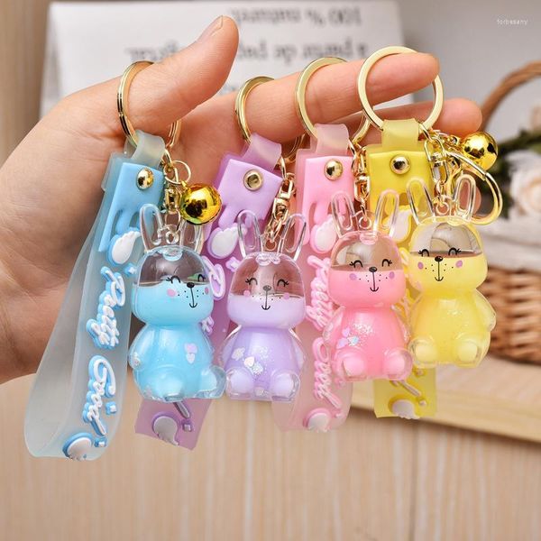 Chaveiros 1PC Coreano Colorido Líquido Transparente No Óleo Chaveiro Boneca Pingente Bolsa de Carro Telefone Chaveiro Presente de Menina