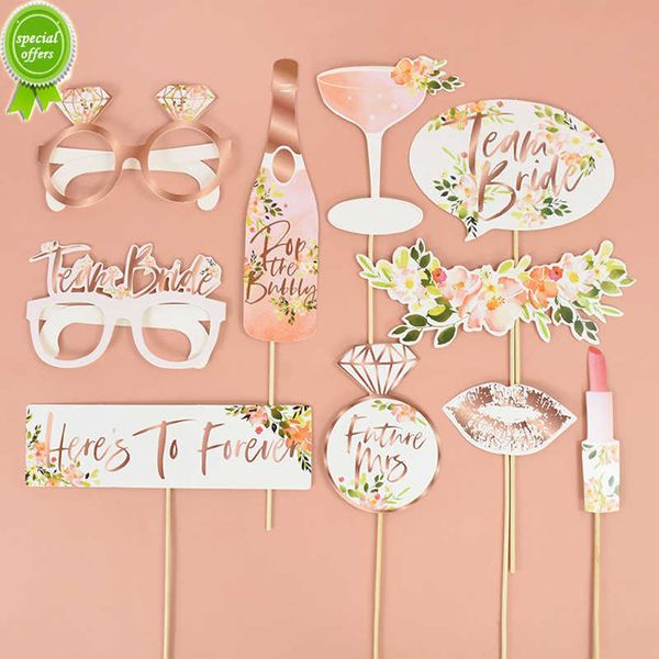 New Team Bride Wedding Photo Booth Puntelli Occhiali Addio al nubilato Addio al nubilato Decorazione Forniture Bride to be Just Married Photobooth Gift