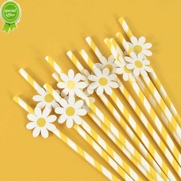 Nuovo 10/20/30pcs fiore margherita cannucce di carta usa e getta cannuccia per margherita festa di compleanno decorazione di nozze forniture baby shower