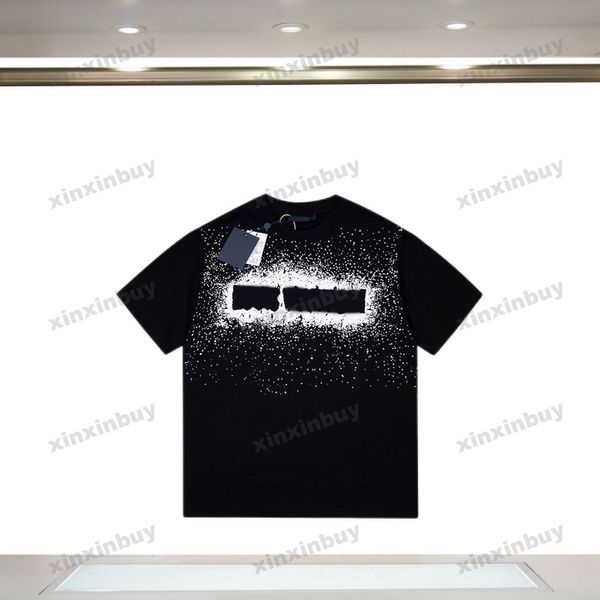 xinxinbuy Men designer Tee t shirt 23ss carta Starry Sky Impressão manga curta algodão feminino branco preto azul XS-2XL