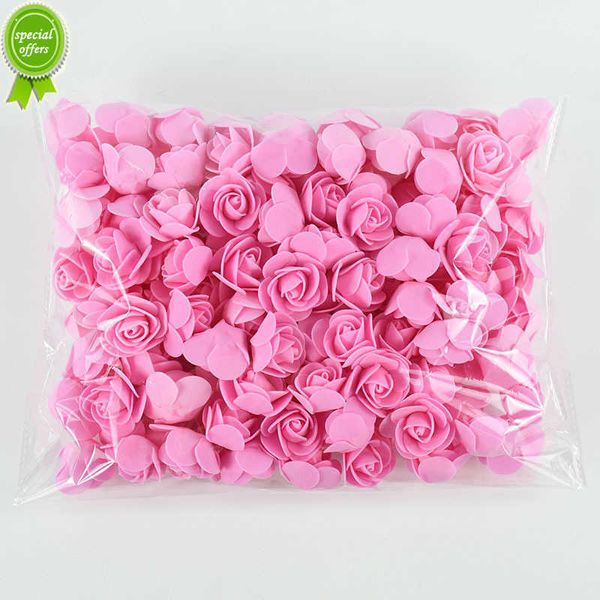 Neu 50/100/200 Stück Teddybär aus Rosen 3 cm PE-Schaum Rosenkopf Künstliche Blume Zuhause Dekorativer Kranz Hochzeit Valentinstag DIY Geschenk