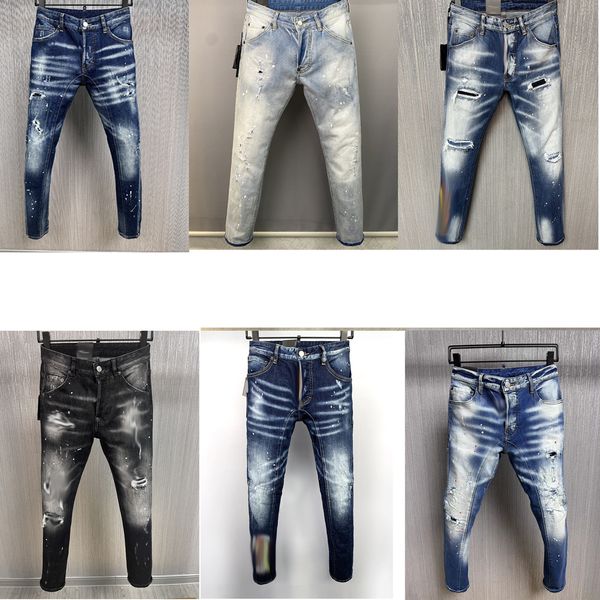 mens jeans denim ripped jeans for men skinny broken italy style hole bike motorcycle rock revival pants