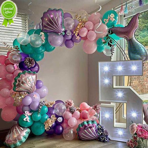 Nuovo 97Pcs Little Mermaid Party Balloon Garland Arch Kit Mermaid Tail Helium Globos Baby Shower Bambini Birthday Party Decoration Favori