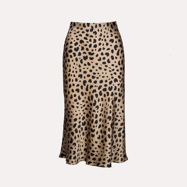 Юбки Klacwaya Leopard Girls шелковые карандашные юбки женская мода высокая талия тонкая юбка Женская шика