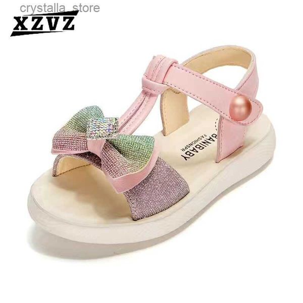 XZVZ Sandálias Meninas Laço Brilhante Princesa Sapatos Infantis Antiderrapante Leves Sandálias Verão Meninas Sapatos de Festa Infantil L230518