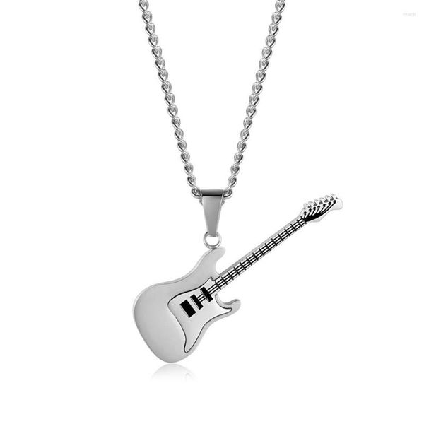 Anhänger Halsketten Mode Gitarre Musik Halskette Für Männer Männer Instrument Einstellbare Kette Link 24 Zoll Trendy Schmuck