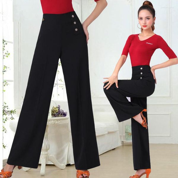 Abbigliamento da palcoscenico Pantaloni da danza moderna Vita alta da donna Latin Social Gamba larga Pole Dancing Abiti da ballo jazz Abiti da ballo Hip Hop Pantalone