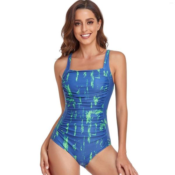 Damenbadebekleidung 2023 Einteiliger Badeanzug Frauen Tiy Dye Sling Weiblicher rückenfreier geraffter Bodysuit Schwimmen Beachwear Badeanzug Sommer