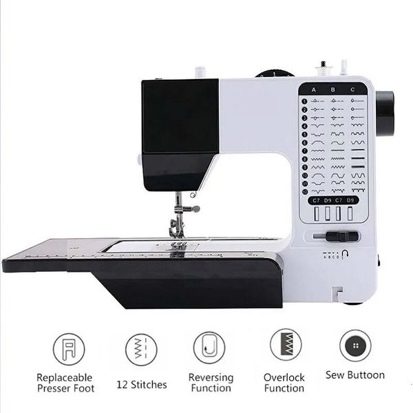 Outras Ferramentas Manuais Máquina de Costura Portátil Handy Mini Calcador Substituível 40 Pontos Overlock Tricô Botão Iniciar Electrec Com Pedal Mesa 230620