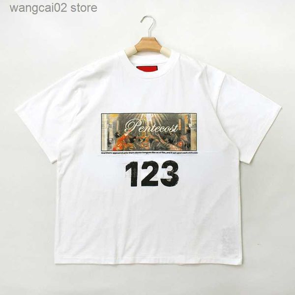 Мужские футболки Высококачественные RRR123 Винтажные мужчины T Рубашки 1 1 номер 123 буквы и мир голубки